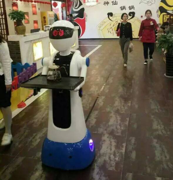 山東百航加盟機器人餐廳 智能送菜服務員 餐飲服務對話送餐 迎賓