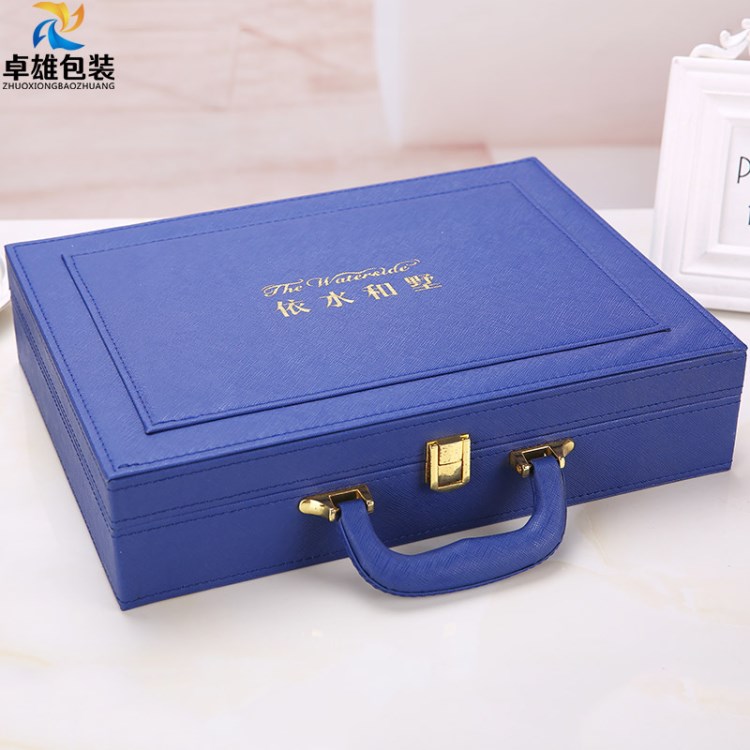 房地產(chǎn)定制交房箱  手提式皮質(zhì)交房盒 PU皮革別墅開盤交付箱
