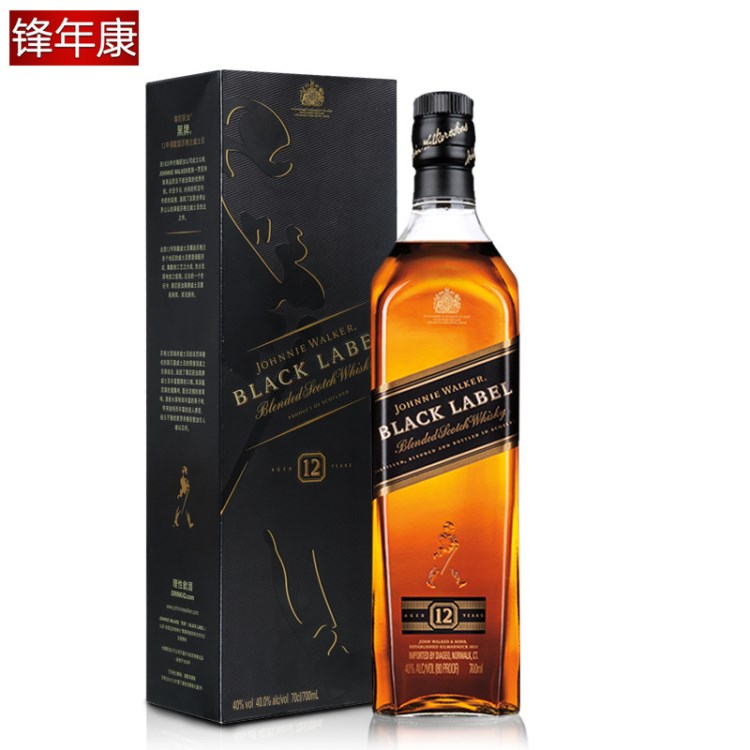 洋酒 尊尼获加黑牌苏格兰威士忌12年黑方JohnnieWalker