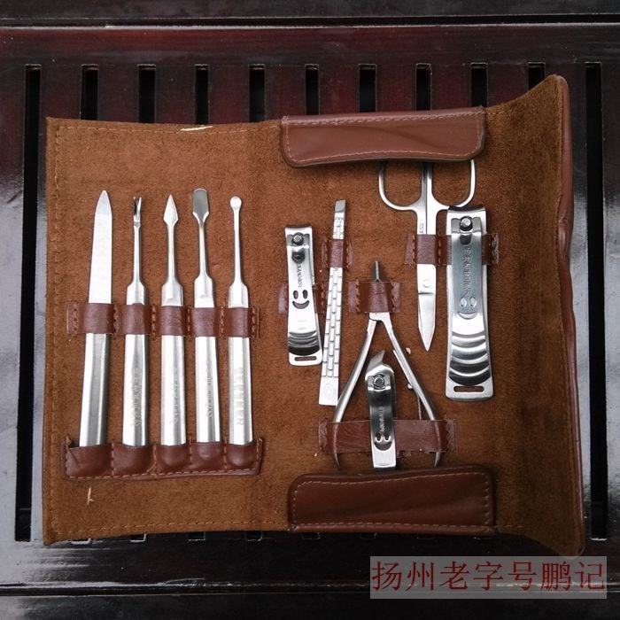 四皇冠老店批發(fā) 揚(yáng)州老城三把刀11件套裝美甲工具 美甲套裝