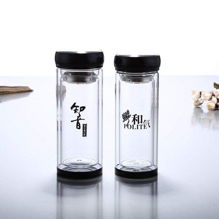 武汉惠尔雅凌利双层水晶杯厂家批发 创意水杯定制300ML