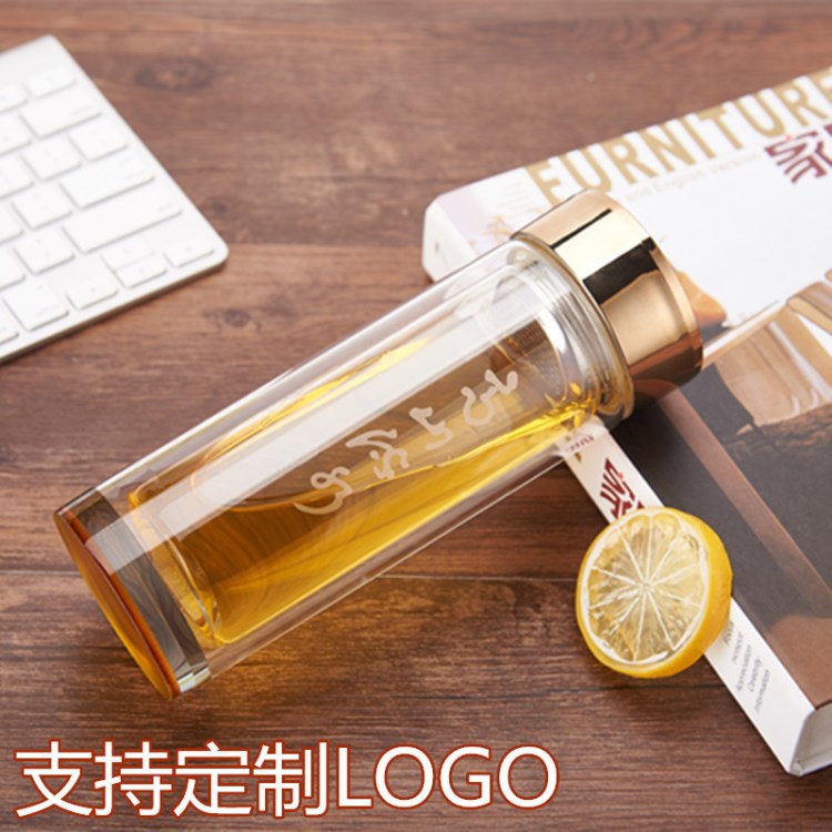 定制雙層玻璃杯子定做水晶茶杯開業(yè)禮品杯印字LOGO雅典指南廣告杯