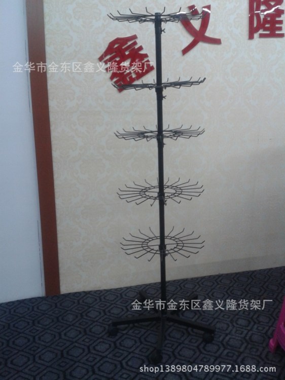 廠家供應(yīng)鐵質(zhì)掛架大五層旋轉(zhuǎn)展示架掛鉤架拖鞋襪子展示架五金掛架