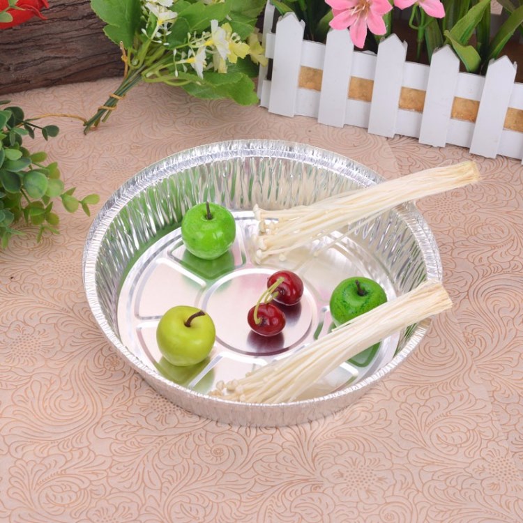 6寸圓形420毫升錫紙盒一次性鋁箔餐盒蛋糕烘焙燒烤焗飯湯碗披薩盤