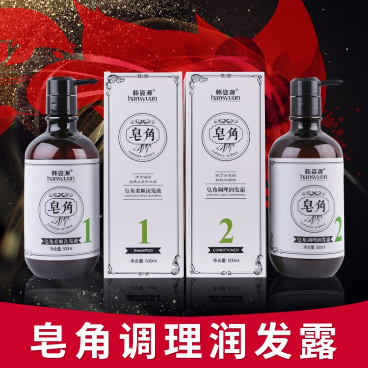 去屑滋养洗护套装组合 皂角调理润发露 500ml*2洗发水护发素发膜