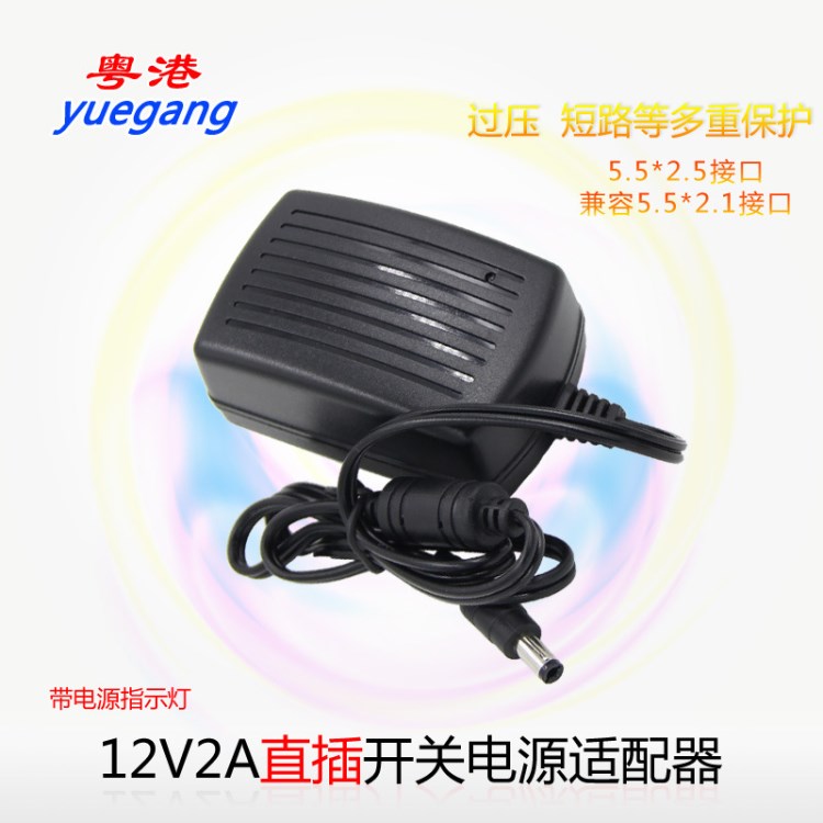 粵港12V2A（直插) 監(jiān)控專用電源 穩(wěn)壓開關(guān)電源 攝像機(jī)電源 監(jiān)控