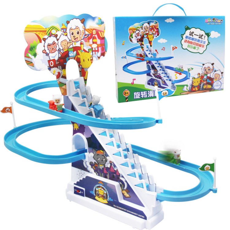 正版授權大號喜羊羊電動滑梯玩具 兒童創意爬樓梯玩具 炫酷的卡