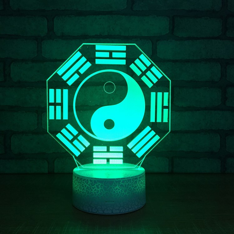 2018厂家直销太极八卦3d小夜灯七彩触摸节能led视觉夜灯创意礼品