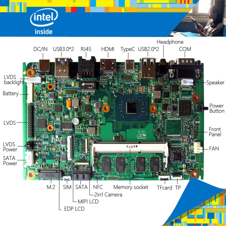 Apollo lake工控教育平板主板方案 板載64GB平板電腦主板