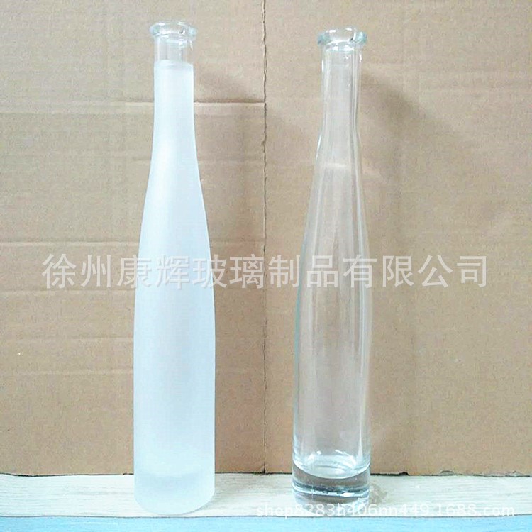 廠家直銷新款375ml冰酒瓶絲口透明果酒瓶蒙砂玻璃紅酒瓶定制
