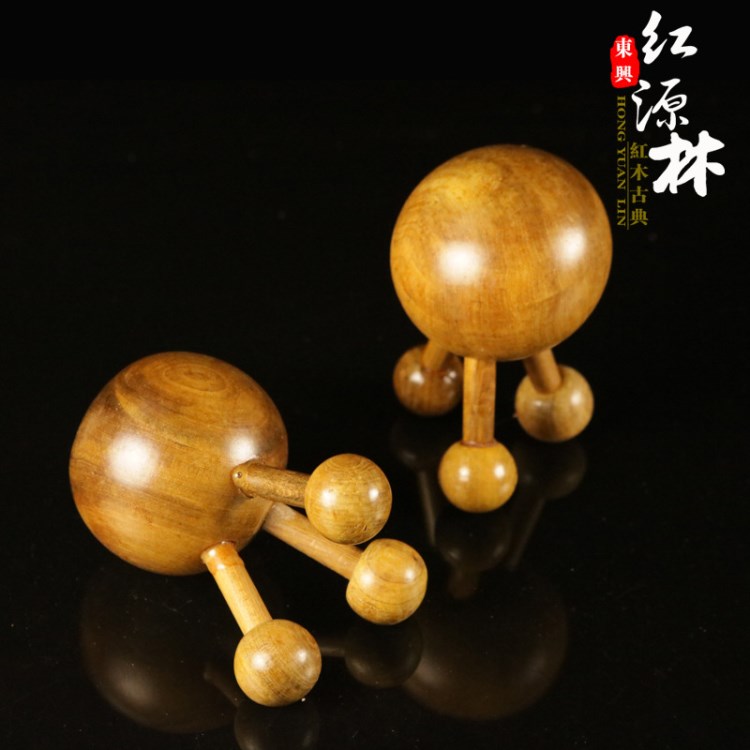 批發(fā)越南香木木質(zhì)圓球三角頭部點(diǎn)穴按摩 頭部保健按摩器