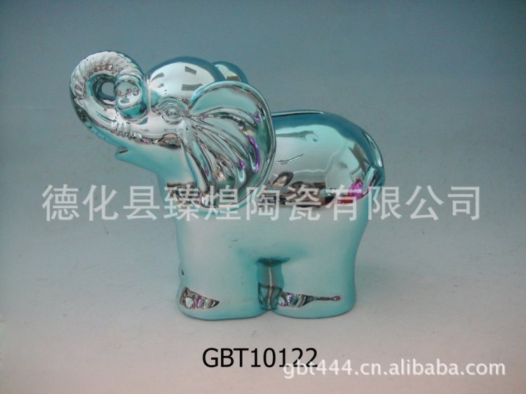 廠家直銷供應(yīng)創(chuàng)意的真空電鍍大象陶瓷存錢罐 禮品工藝品