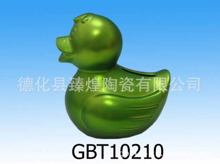 廠家直銷供應(yīng)創(chuàng)意的真空電鍍小鴨陶瓷存錢罐 禮品工藝品