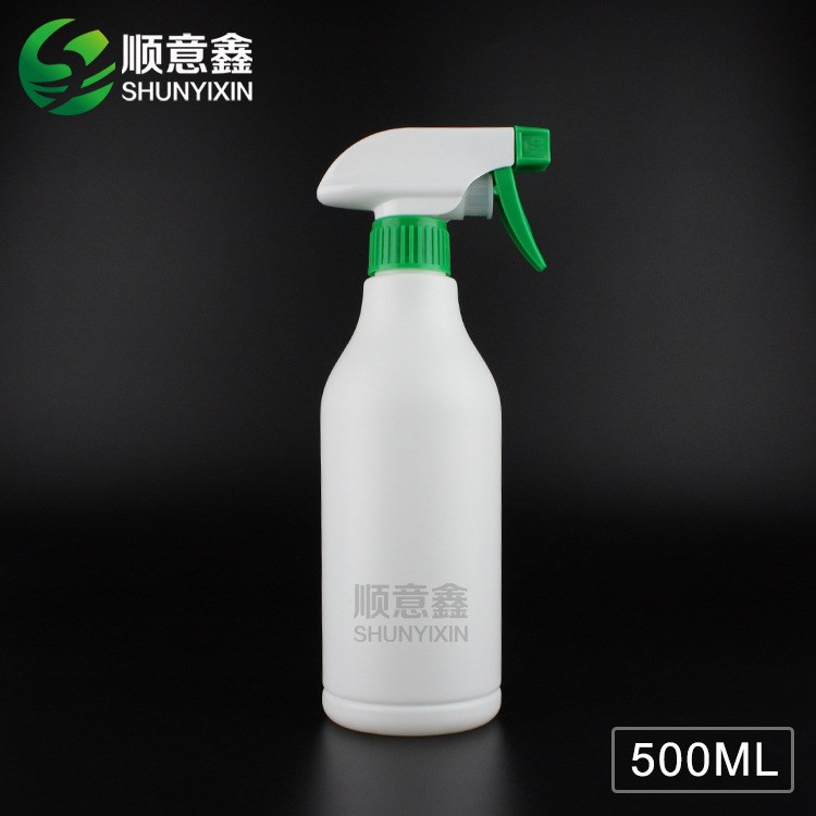 500ml 喷雾瓶 HDPE消毒液清洁剂玻璃水包装瓶 手扣式喷枪瓶 吹塑