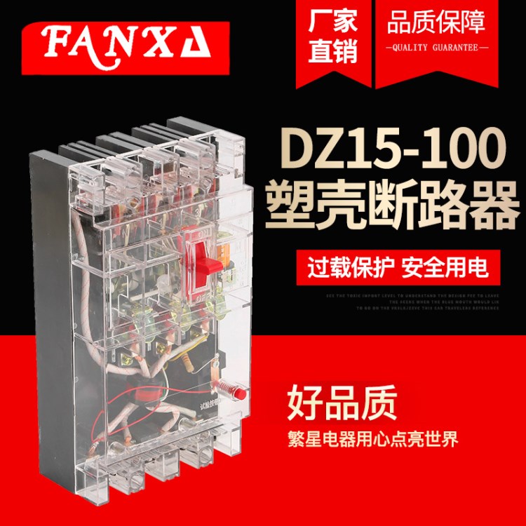 低压塑壳式断路器 三相四线开关 漏电保护器 DZ15LE-100a 4901