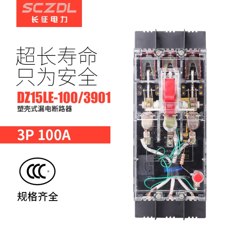 厂家直销透明塑壳漏电断路器DZ15LE-63、100/3901 透明漏电保护器