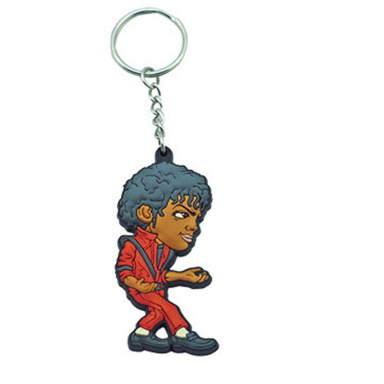 廠家銷(xiāo)售邁克杰克遜立體鑰匙扣 卡通動(dòng)漫人物飾品 定做軟膠制品