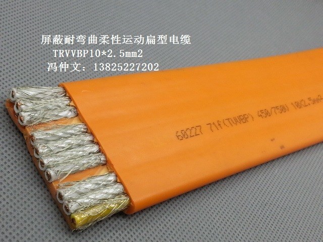 帶屏蔽扁形軟電纜 TRVVBP10*2.5MM行車電纜 隨行運動電纜線