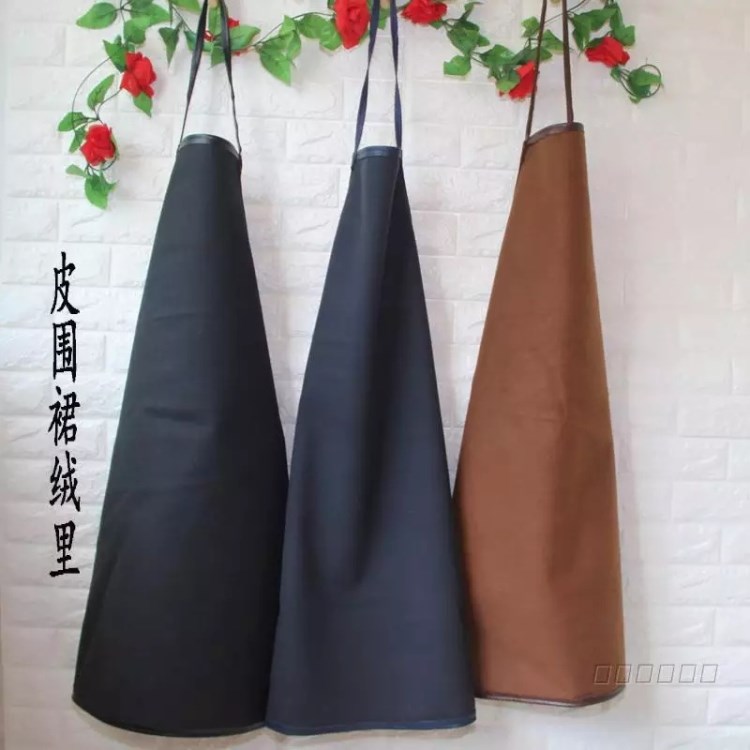 勞保批發皮革圍裙植絨加厚防水工廠用皮圍裙1.2米不掉皮工作專用