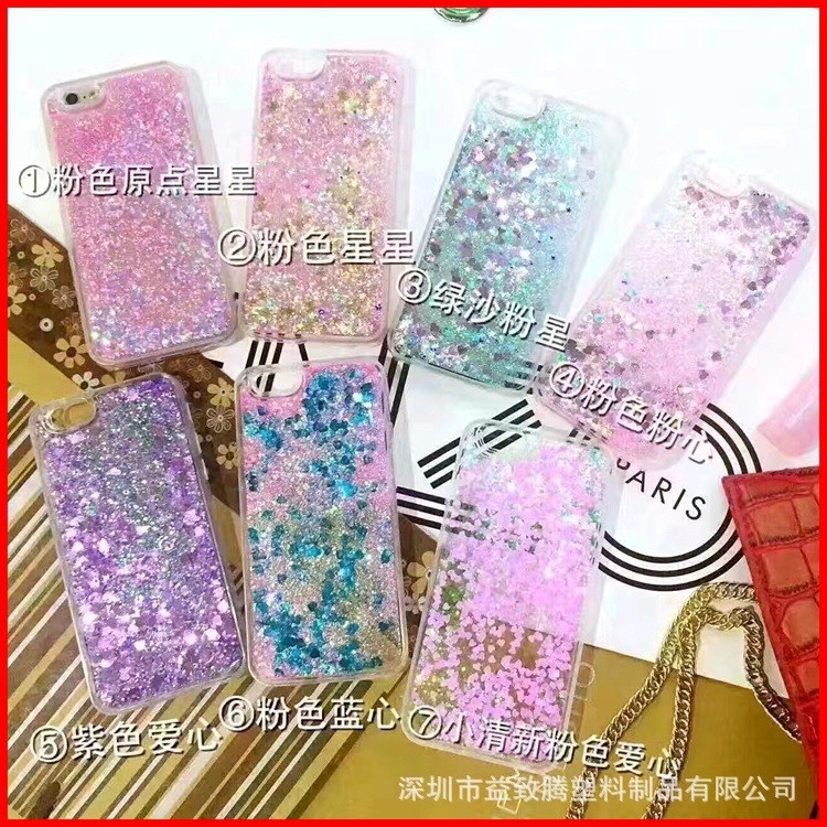 廠家直銷iPhoneX創(chuàng)意透明流沙殼OPPOr15/r11S閃粉流動手機保護套