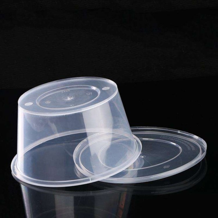 圆形750ml一次性餐盒塑料打包加厚透明外卖饭盒快餐便当汤碗带盖