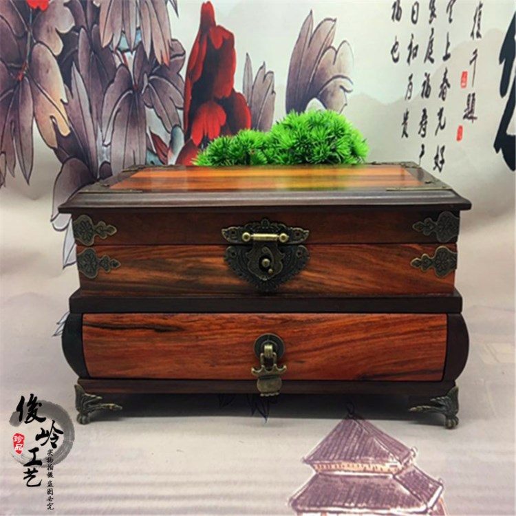 廠家直銷紅酸枝錦上添花素面首飾 木制工藝品婚慶喜宴禮品
