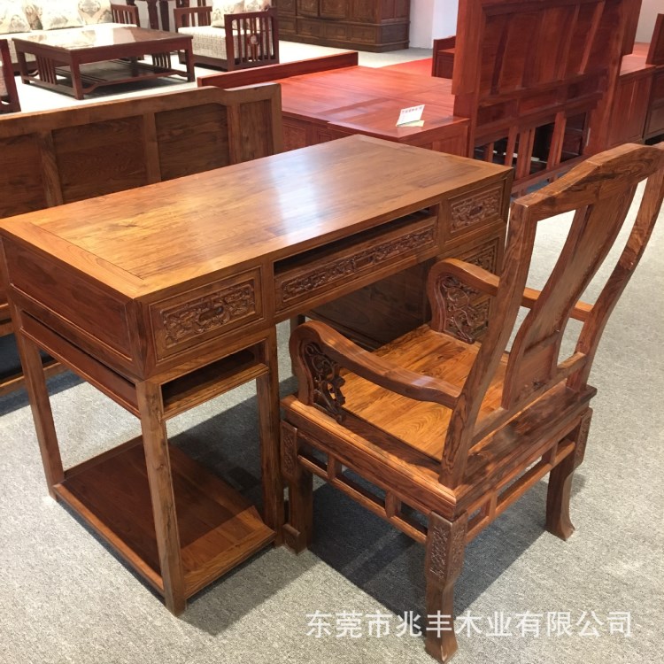 廠家直銷(xiāo)檀香家具 書(shū)房實(shí)木電腦臺(tái) 檀香寫(xiě)字臺(tái) 紅木家具一件代發(fā)