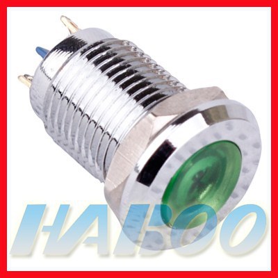 平面圓形  12MM金屬信號(hào)燈.指示燈 LED 防水6V,12V,24V,220V,