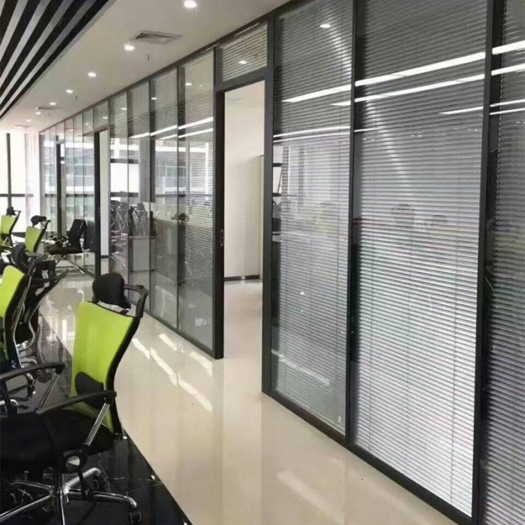 鋁合金玻璃辦公室裝修屏風隔斷 辦公隔墻間一平方價格 香檳色隔斷