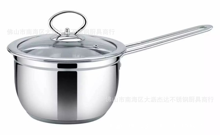 批發(fā)不銹鋼單柄奶鍋 復(fù)底韓式湯鍋鍋具 禮品贈(zèng)品鍋 廠家直供奶鍋