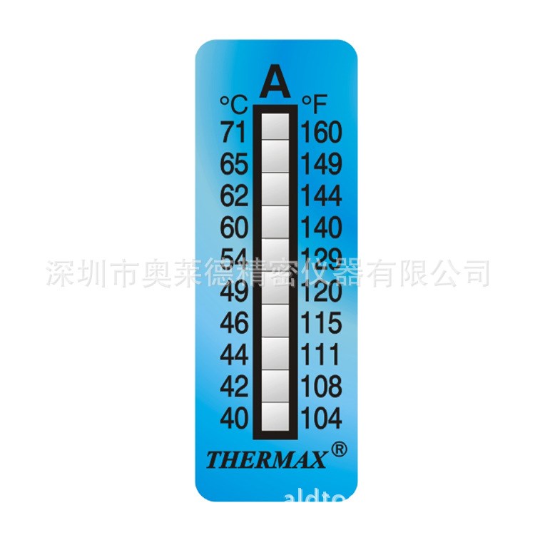 英國thermax 10格A型不可逆溫度試紙 TMC測溫紙 感溫變色熱敏貼紙