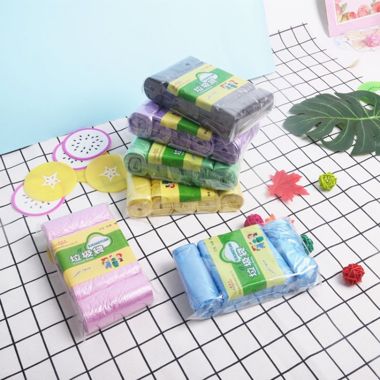 加厚垃圾袋新料彩色平口衛生間家用點斷式塑料袋 5卷100只裝包郵