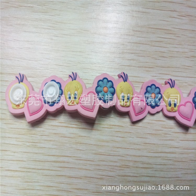 3D卡通黃小鴨兒童禮品手腕帶 PVC軟膠愛心小動物鴨子手腕帶