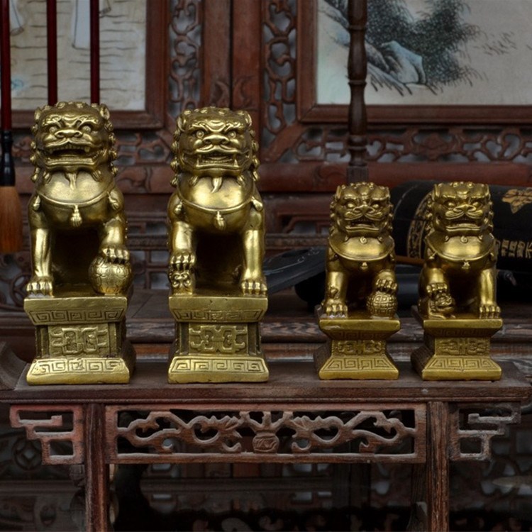 廠家直銷開光鎮(zhèn)宅辟邪銅獅子風水擺件北京獅宮門獅金屬工藝品
