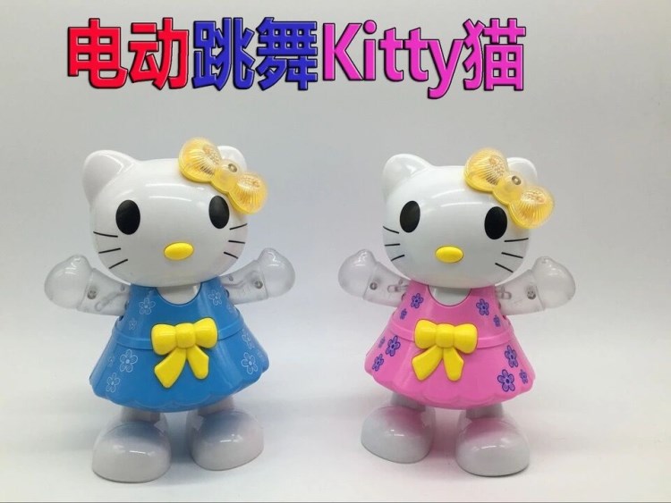 新款電動(dòng)跳舞凱蒂貓會(huì)唱歌跳舞的KT貓?zhí)鑳和妱?dòng)玩具