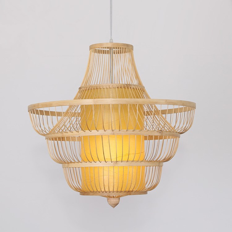 新中式藝術(shù)竹編創(chuàng)意個(gè)性復(fù)式樓燈具東南亞客廳茶室大氣吊燈特惠