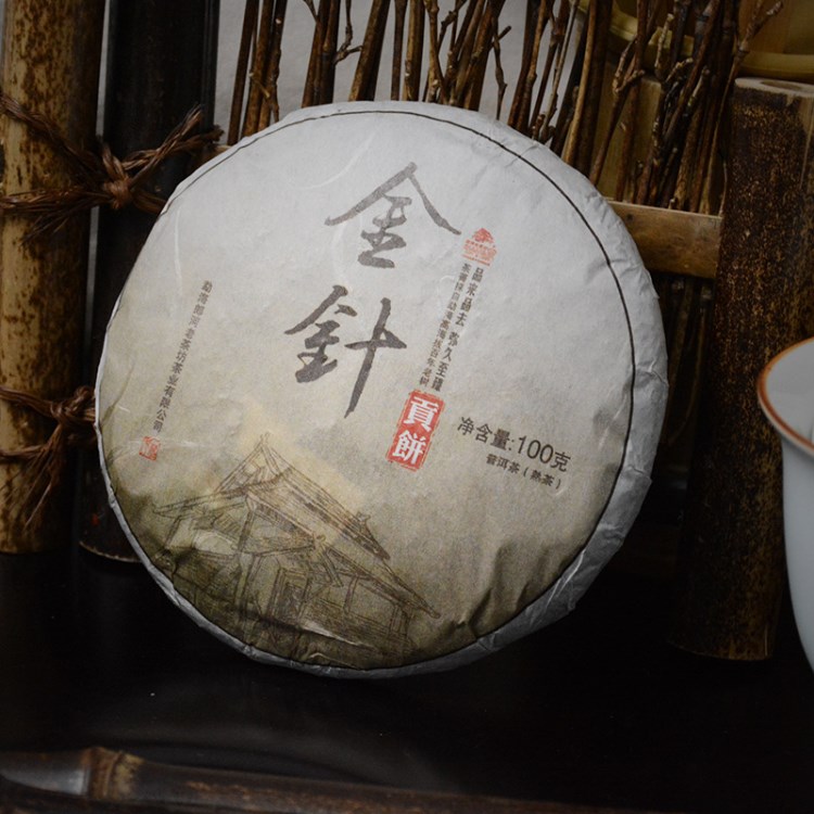 批發(fā)云南普洱茶餅 普洱熟茶餅100g 金針普洱熟茶葉餅批發(fā)