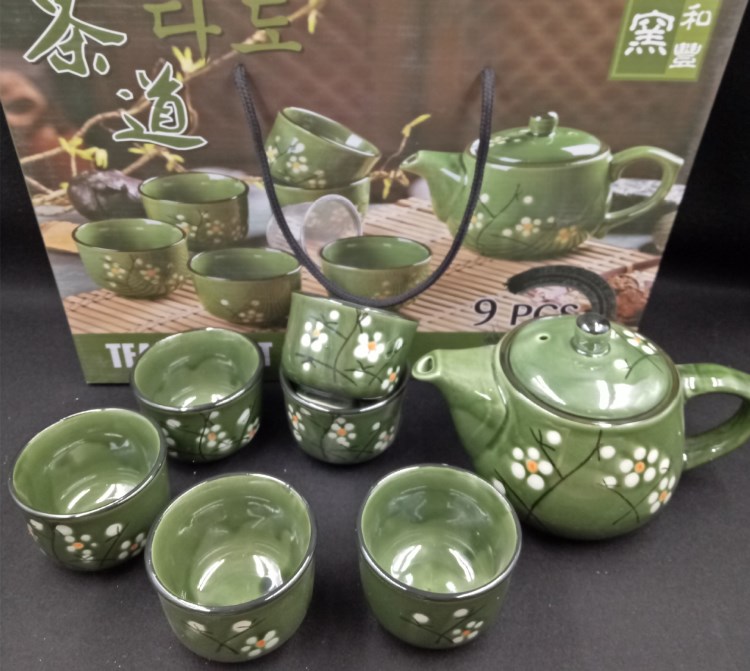 釉下手繪7頭陶瓷茶具/一壺六杯茶具禮品/會銷團購禮品