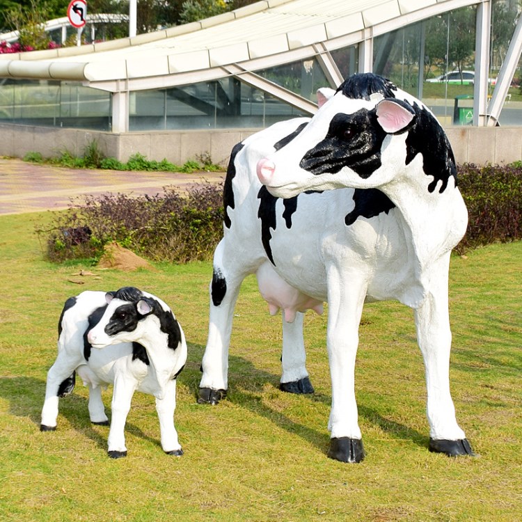 大型戶外仿真動物奶牛玻璃鋼樹脂擺件庭院花園園林景觀造景裝飾品