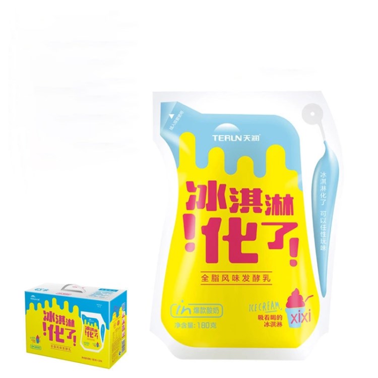 【包郵 只發(fā)京津冀】新疆天潤冰淇凌化了濃縮 酸奶180g*12袋