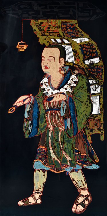 精品大漆彩绘敦煌风漆画玄奘