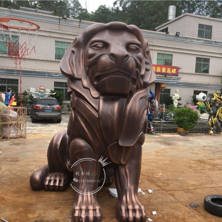 國際酒店大型雕塑 工廠定制高端玻璃鋼獅子模型擺件 直銷仿真動物