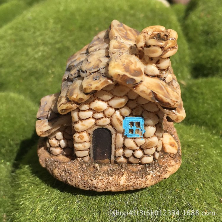 微景觀房屋茅草屋 小房子樹脂擺件 復(fù)古農(nóng)家院小屋diy多肉配件