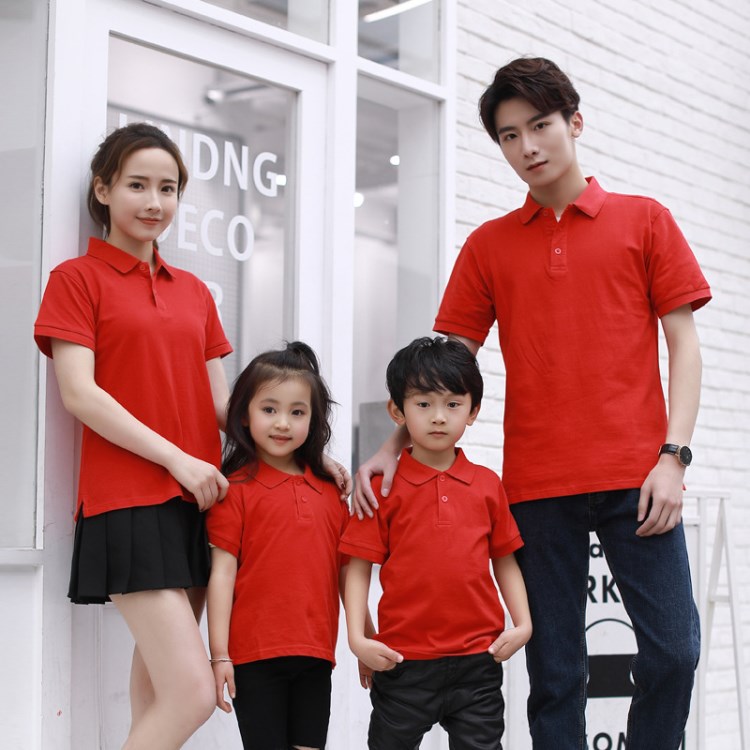 棉色POLO衫男女童現(xiàn)貨親子裝廣告衫團(tuán)體服定做印花袖子DIY定