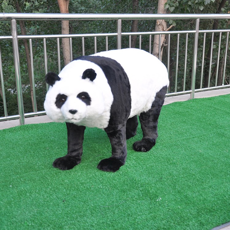 仿真大熊猫展示展览熊猫模型手工制作皮毛工艺品风水招财