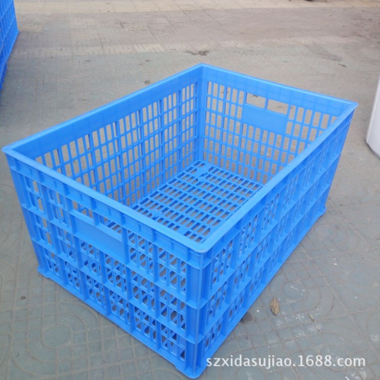 廠家批發(fā)10號塑膠框塑料周轉(zhuǎn)籮藍(lán)色全新PE料水果塑料筐長方形塑膠