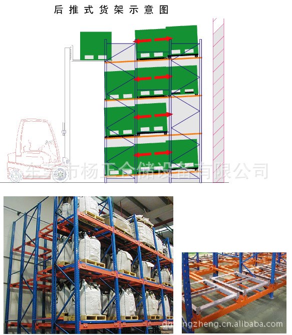 后推式货架仓储货架 大型金属仓库货架 重型后推式货架