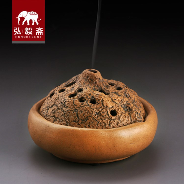 弘毅齋盤香爐 紫砂工藝品 創(chuàng)意熏香爐收藏品 陶瓷家居擺件