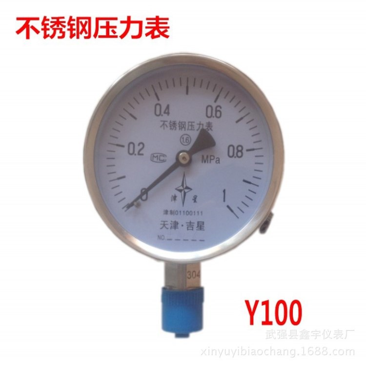 批發(fā)不銹鋼壓力表Y100BF 0-0.6-1.0-1.6-2.5mpa 氣壓表 304材質(zhì)