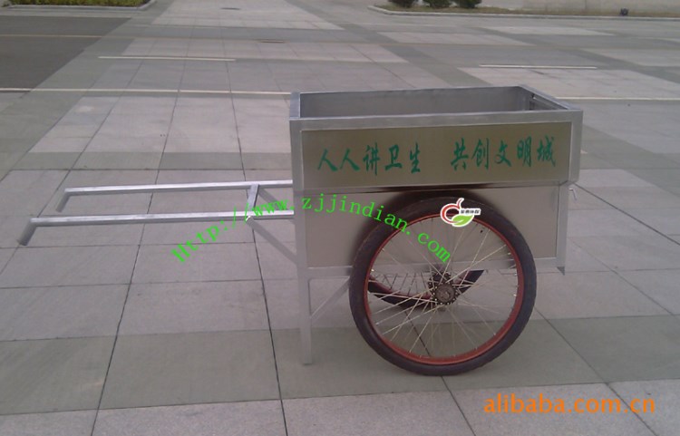 供應(yīng) 不銹鋼人力二輪手推垃圾車 清潔車 保潔車 JD-L021